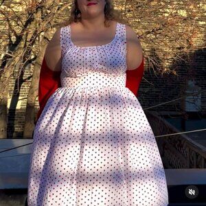 White and red hearts cotton dress